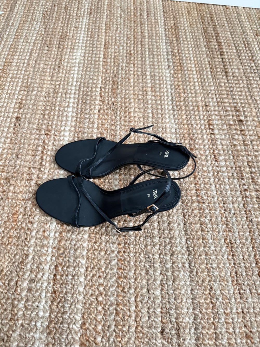 ZARA Black Slim Strappy Heeled Sandals